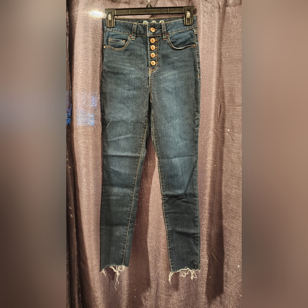 REWASH -  Peace Love Eco High Rise Button Up Distressed Jeans